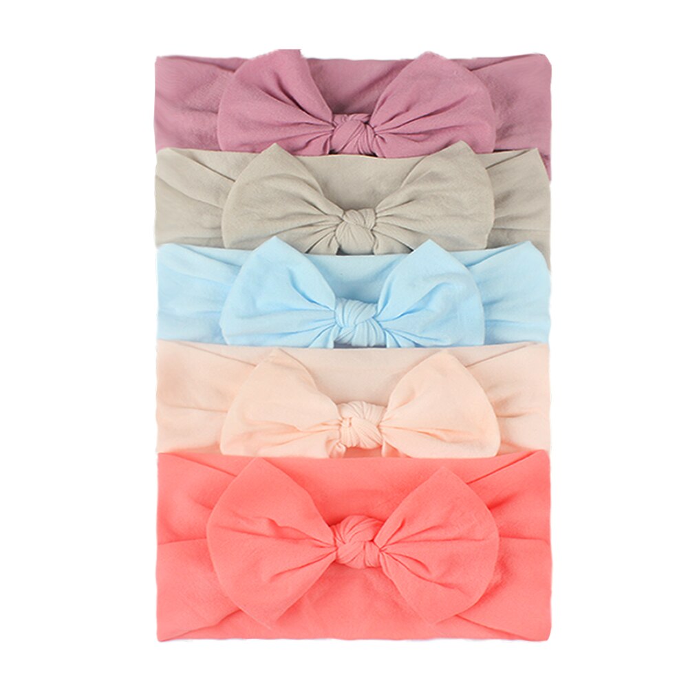 5Pcs Baby Hoofdband Baby Haar Accessoires Grote Boog Elastische Nylon Baby Head Band Baby Accessoires: C