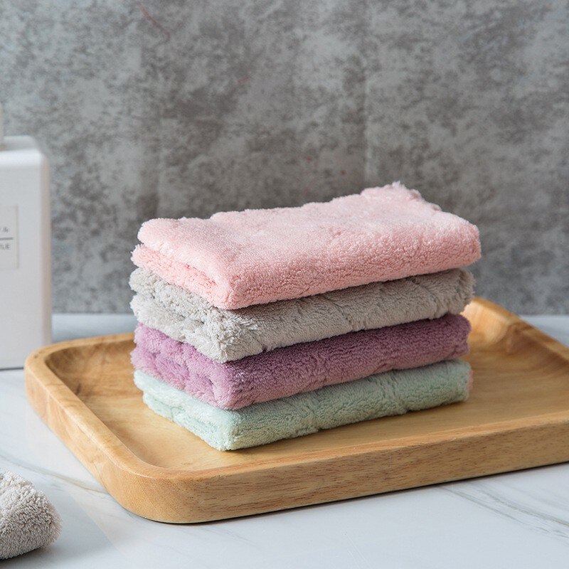 GIANTEX 5pcs Solid Soft Water Absorbent Microfiber Hand Towel Hanging Bathroom Kitchen Towel Cleaning Cloth Quick Dry Towel