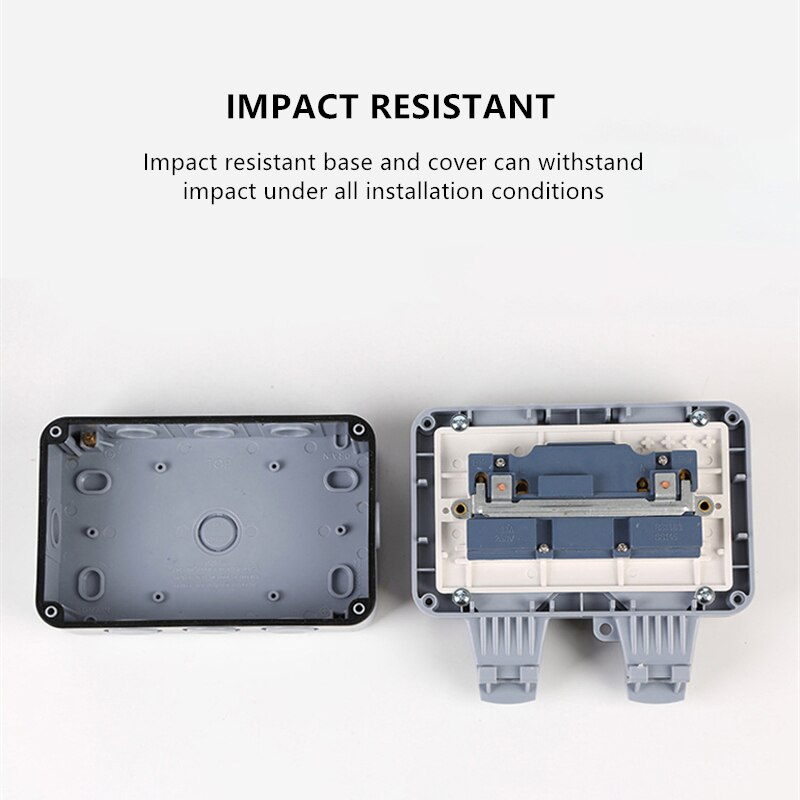 Double Socket Waterproof Outdoor 13A UK Double Socket Switched Socket Double IP66 Outside Use Wall Power Socket Box