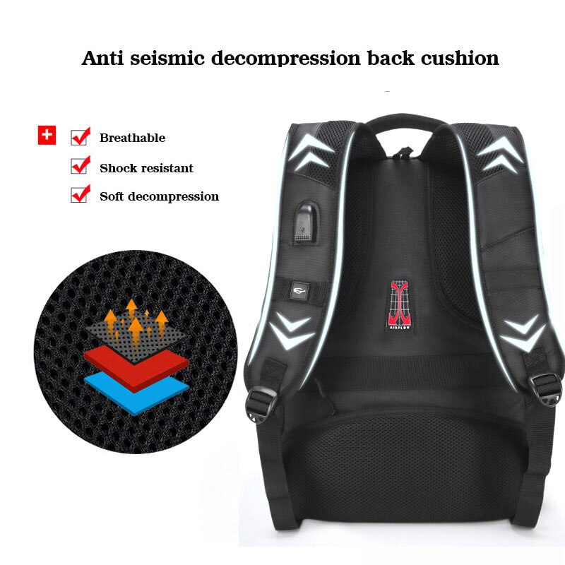 Shock Resistant Backpack Men Anti Theft Code Lock Laptop Business Travel Backpack Large USB Charging School Bags Teenage Mochila
