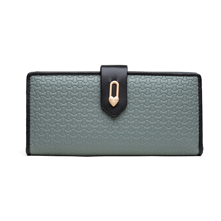 Hjerteelement damer lange lommebøker med glidelåslomme og kortholder kvinnelige vesker lommebok med høy kapasitet til kvinner: Grønn