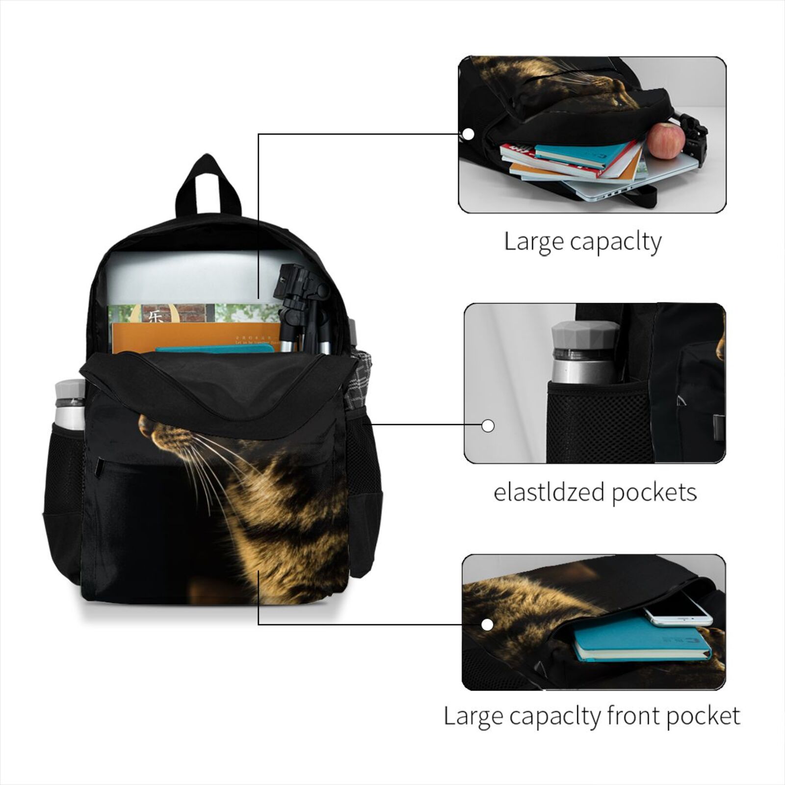 3D Animal Backpack for Women Dog Cat Horse Personal Bookbag for Boys and Girls School Rucksack with 15in Laptop Sleeve