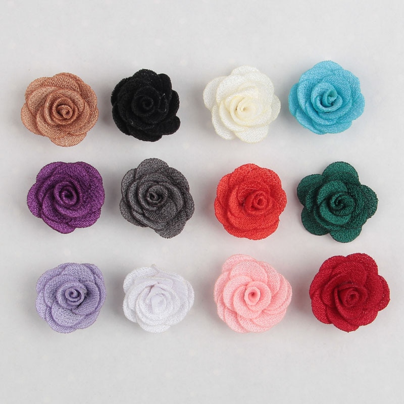 Yundfly 10 Stuks 1.5Cm Mini Vilt Rose Bloem Voor Haar Accessoires Kunstmatige Verstoorde Stof Rose Bloemen Voor Baby Hoofdbanden