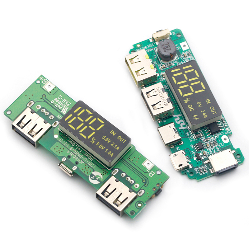 Cargador de batería de litio, Placa de protección de circuito, USB Dual LED, 5V, 2.4A, Micro/tipo-c, Banco de energía móvil, módulo de carga 18650