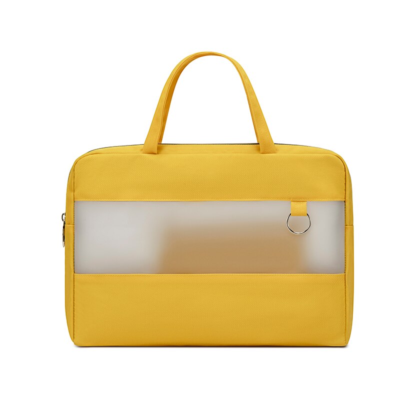 Waterproof Polyester Transparent Zipper Computer Briefcase File Folder Business Document Bag Set: Yellow