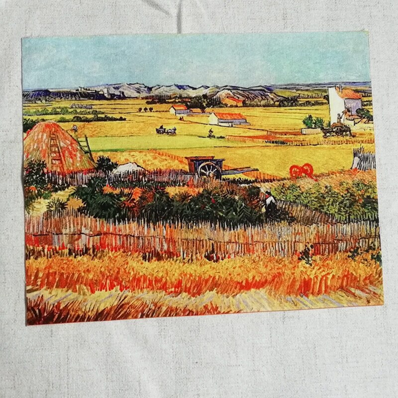 Peinture à l'huile paysage Rural | Toile de coton 20x25cm pour la couture décoration tissu de positionnement tissu imprimé 1 pièce: FA190166-3
