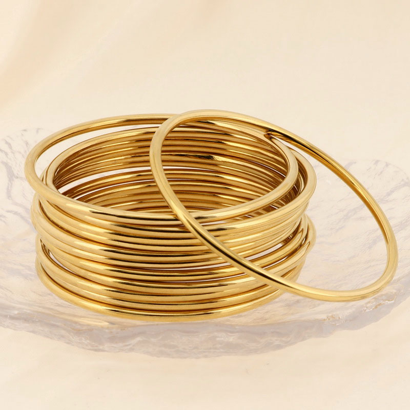 Simple Stainless Steel Bracelet For Women Men Gold Silver Color Geometry Wire Round Bangle Female Trendy Jewelry Wristband