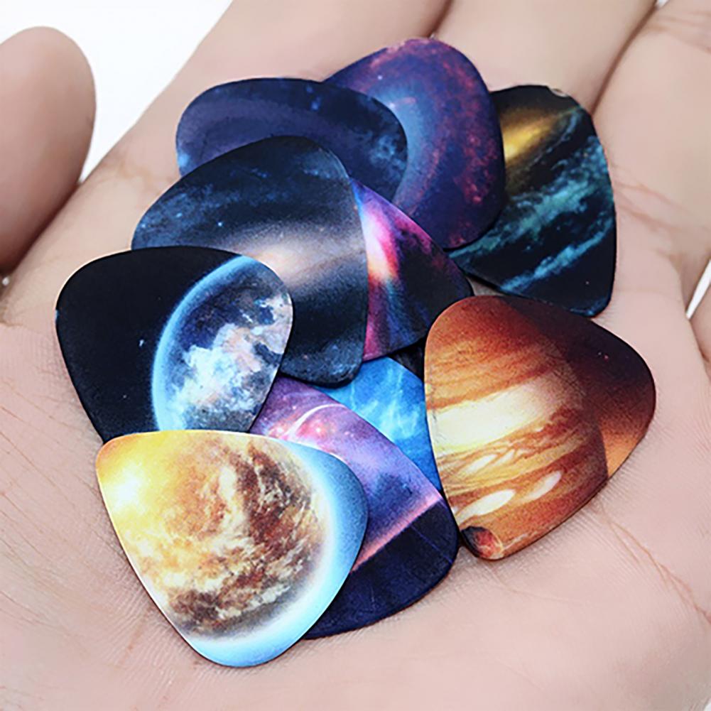 Guitarra colorida de larga vida, instrumento musical con forma de corazón, universo, Planeta, Plectrum, 10 Uds.