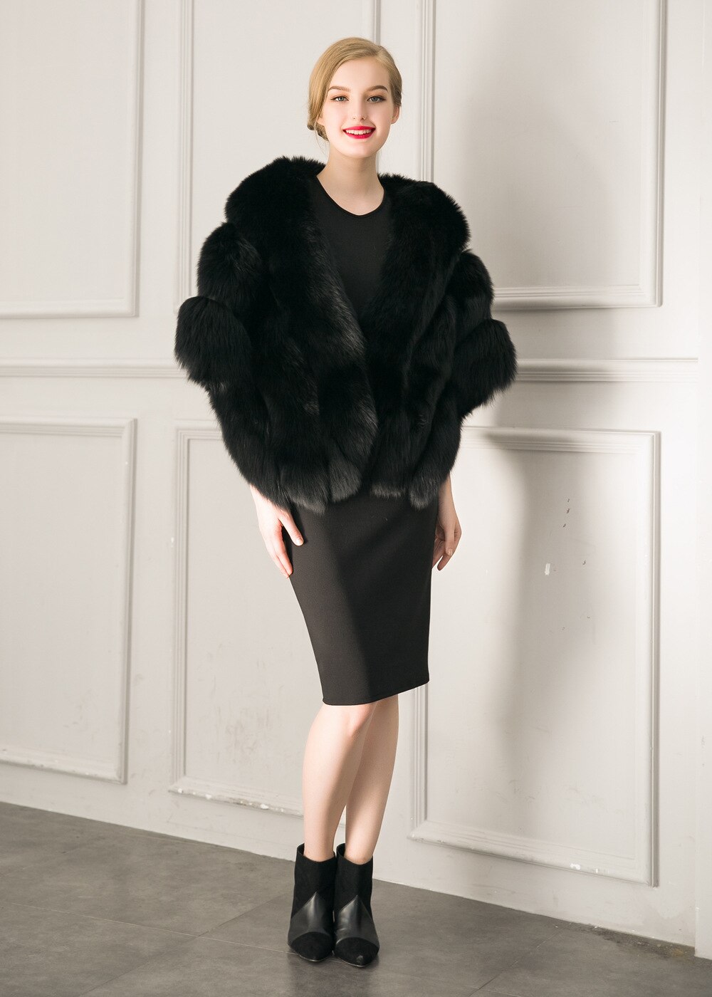 PEORCHID White Bridal Shawls And Wraps Faux Fur Winter Bridesmaid Wedding Capes Ladies Black Jackets Women Evening Coat Shrugs: 2
