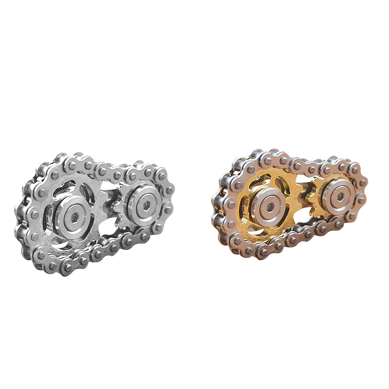 Sprockets Flywheel Fingertip Gyro Sprockets Chains Metal Stress Relief Toy Gear Chain Gyro Sproket Roadbike Spinner: 2X Gold Silver