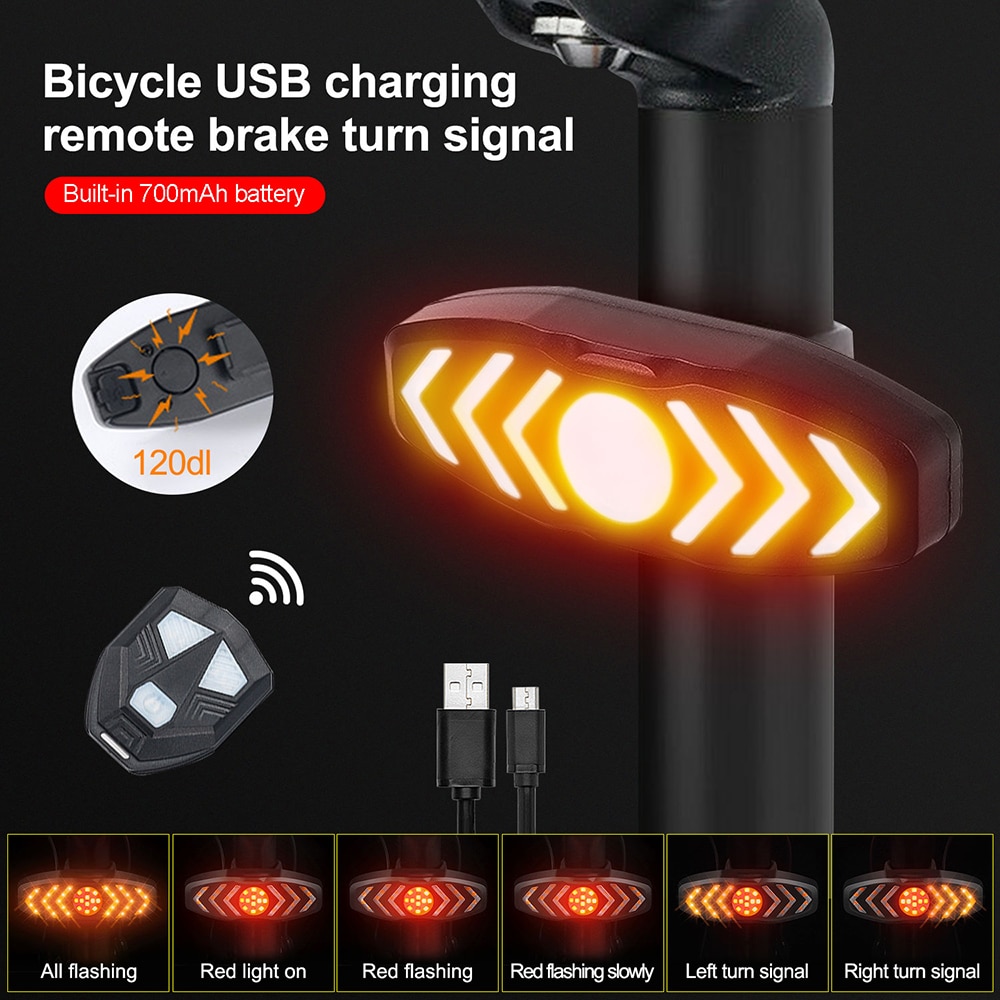 Wirelsess Afstandsbediening Bike Licht Smart Richtingaanwijzers Achterlicht Licht Usb Opladen Veiligheidswaarschuwing Achterlicht Met Fiets Hoorn