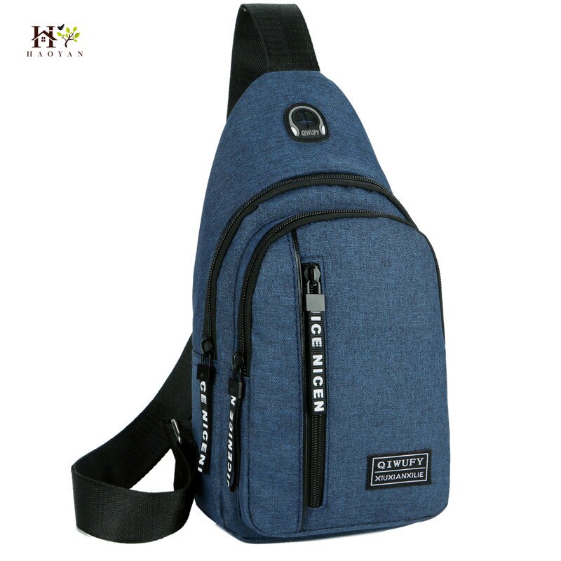 Brystveske herre messenger bag canvas skulder bag hodetelefon hull messenger bag skole kort reiseveske