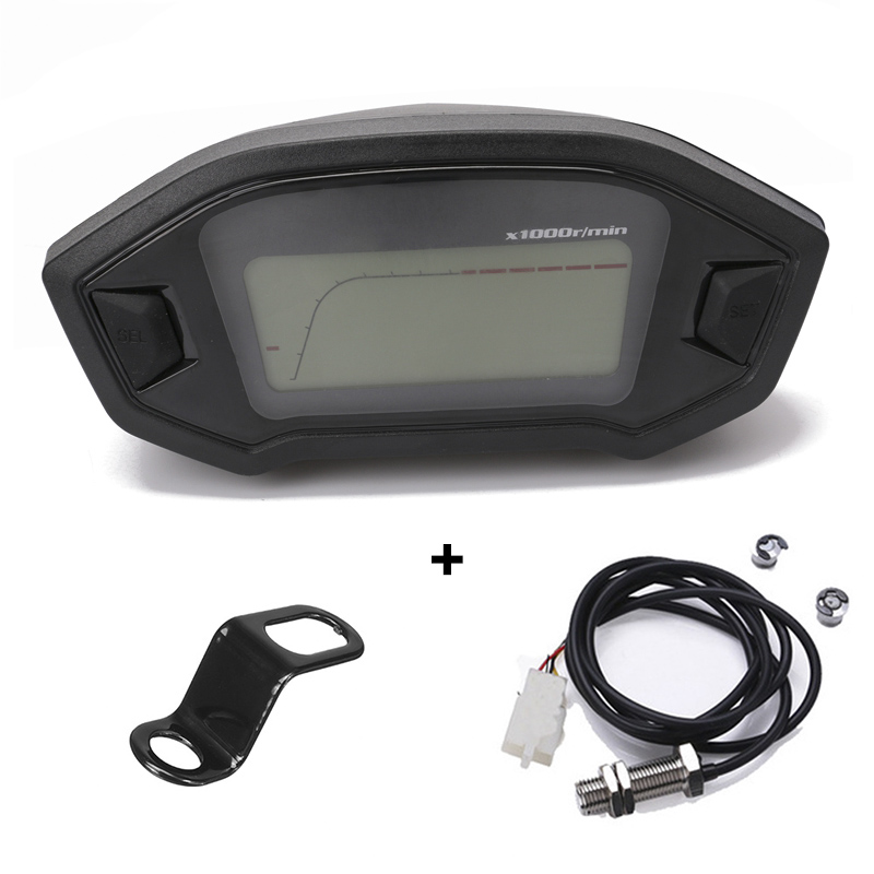 Universal Tachometer ATV Motorcycle LCD Digital Speedometer Odometer KMH Gauge Backlight Motorcycle Odometer for 2,4 Cylinders: Sensor and bracket