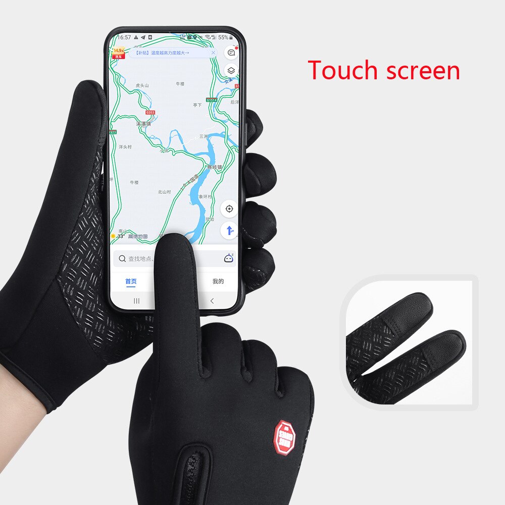 Tablet Screen Touch Gloves,Outdoor autumn and winter sports men's plus velvet touch screen warmth ski bike riding warm gloves