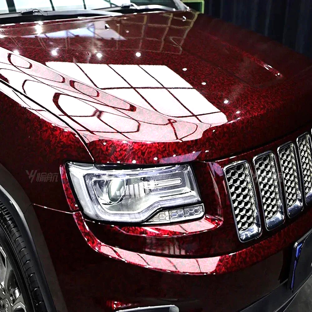 Geschmiedete Kohlefaser-Vinylfolie für Auto und Motorrad, selbstklebendes Vinyl, luftblasenfrei, silberfarben, blau, schwarz, geschmiedete Carbon-Autoverpackungsfolie