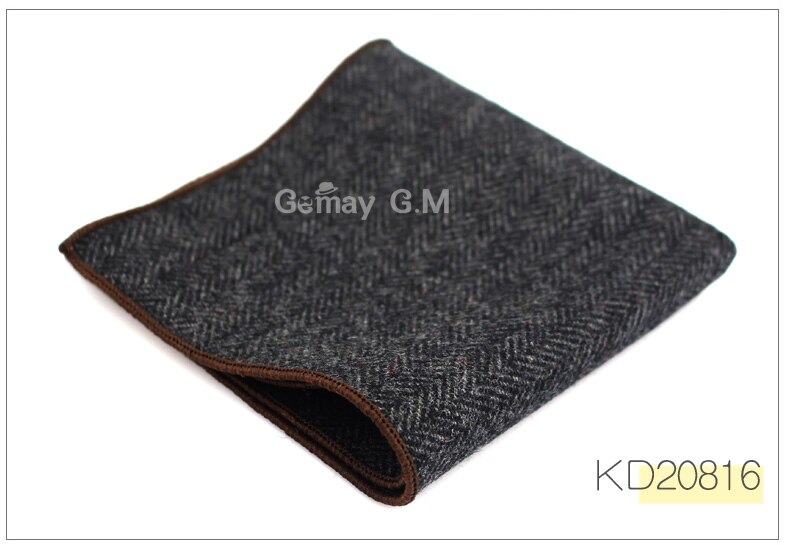 Wool Handkerchief For Men Suit Solid Pocket Square Business Hankies Classic Striped Hanky Plaid Pocket Towel: KD20816
