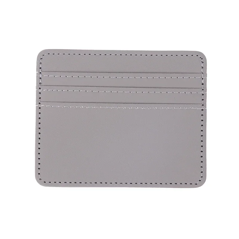 Mini Ultra-thin Leather Wallet 4 Slots Cardholder Slim Bank Credit Card Holder Men's Business Small ID Case for Women Purse: Gray