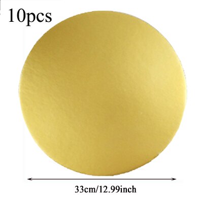 10pcs Cake Base Plate Board Round Cake Circle Cardboard Cake Drums Turntable Tiramisu, Mousse Cake, Cheesecake, Snack: 33 cm Gold