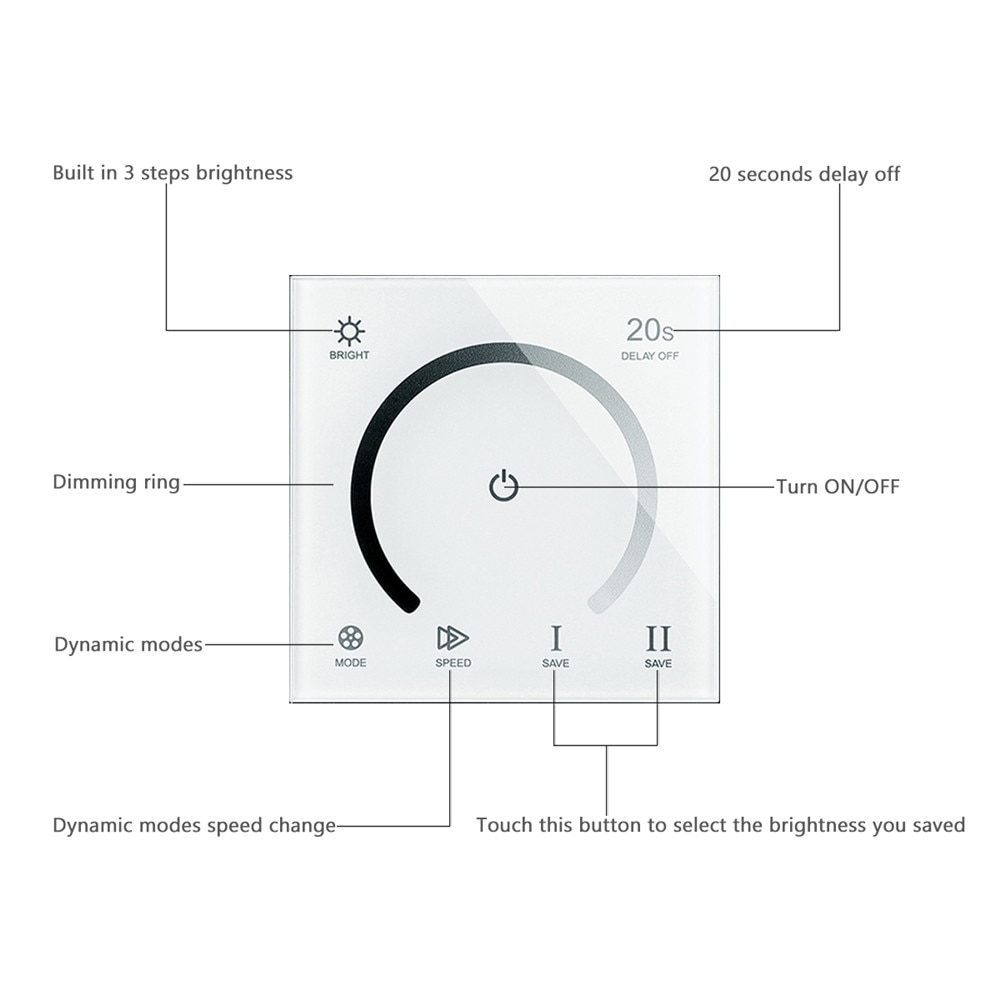 Smart Touch Dimmer Glass Panel Muur Switch Dc 12V 24V Dimbare Timer Led Controller Voor Enkele Kleur Led strip Lights Lamp