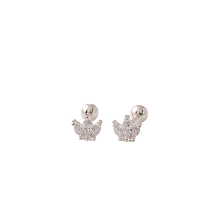 925 sterling silver earrings zircon mini crown screw stud earring ear bone nails wild trend woman girl ear jewelry: 1pair silver style5