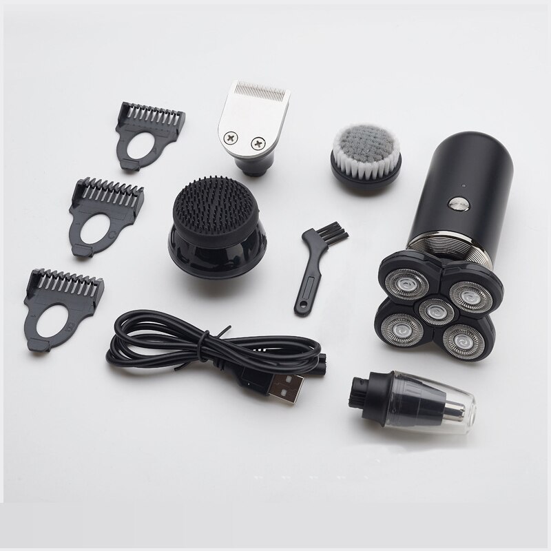 Electric Shaver Rechargeable Electric Beard Trimmer Shaving Machine for Men Beard Razor Wet-Dry Dual Use Washable: STD Plus-Black-NoBox