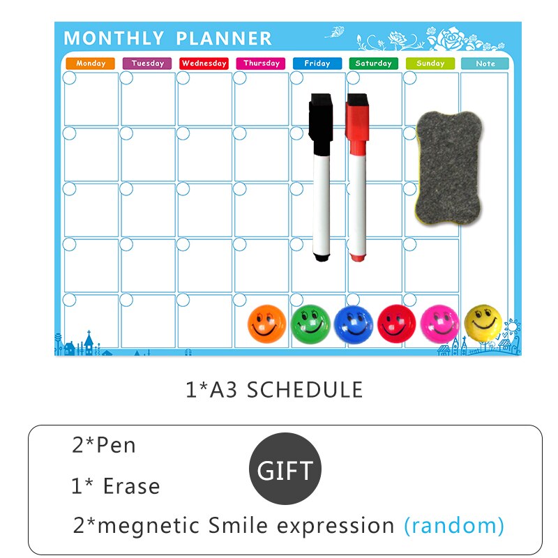 Magnetic Whiteboard Dry Erase Board Magnets Fridge Refrigerator To-Do List Monthly Daily Planner Organizer for Kitchen