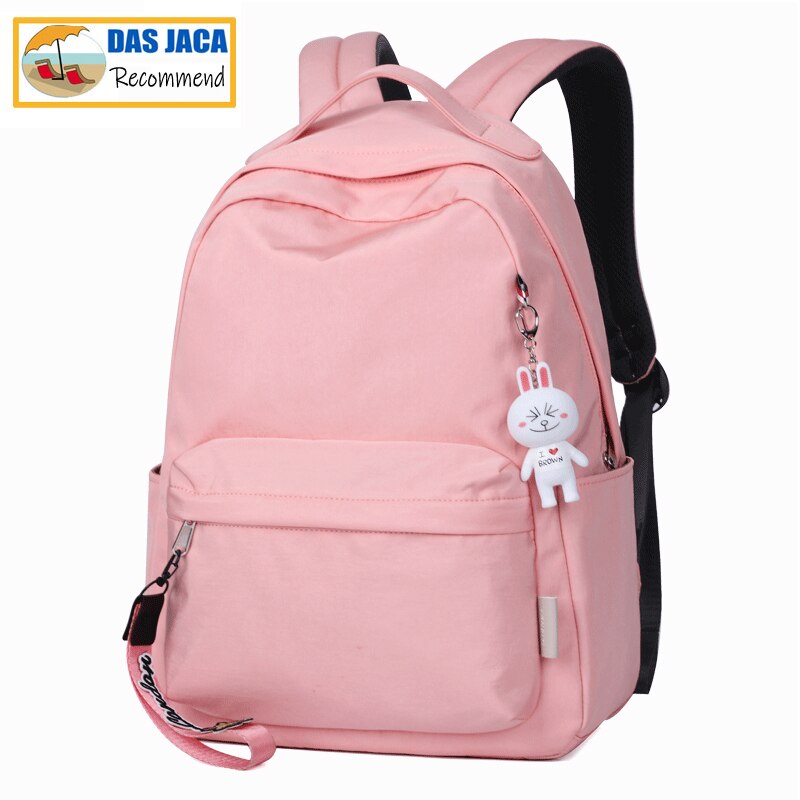 Mochila informal impermeable para mujer, bolsa de viaje de nailon de 16,2 pulgadas, bolsa de vuelta a la escuela, Mochila para chicas adolescentes: PINK