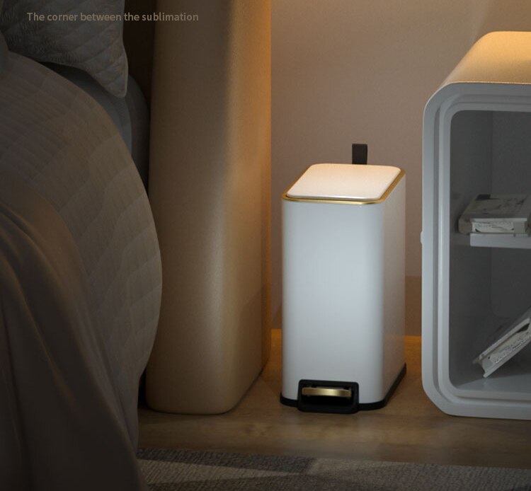 Rectangular Trash Can With Pedal Portable Household Toilet Waste Bin Kitchen Stainless Steel Garbage Bins Storage Bucket ZH195