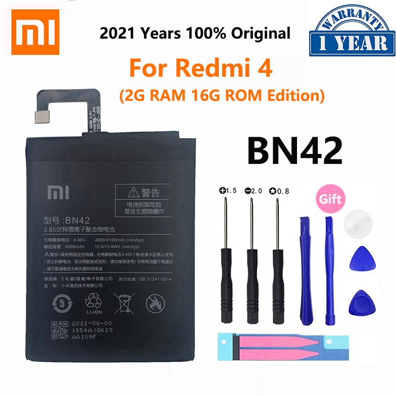 XiaoMi-Batería de repuesto para teléfono Redmi Hongmi Note 3, 3S, 4, 4A, 4X, 5, 5A, 5X, 6, 6, 7, 7A, Go Pro Plus, A2 Lite, BN41, BN31, BM47: BN42 Redmi 4 16G