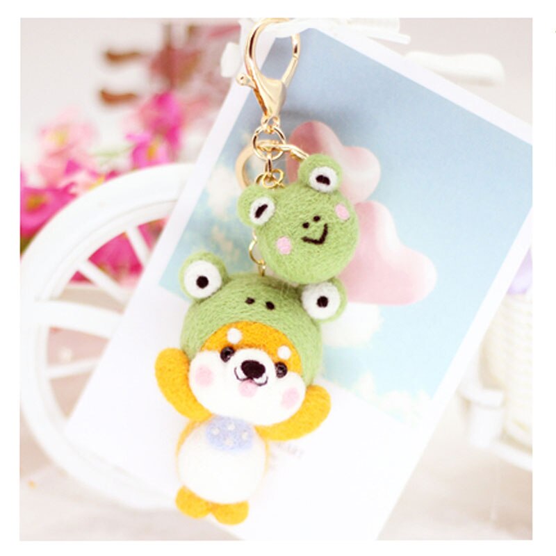 1 zestaw, Wykonany ręcznie diy pakiet materiałów dla szturchać Le placki Shiba Inu żaba grzyb z filcu wełnianego, musisz zrobić do Sama: Jasny szary