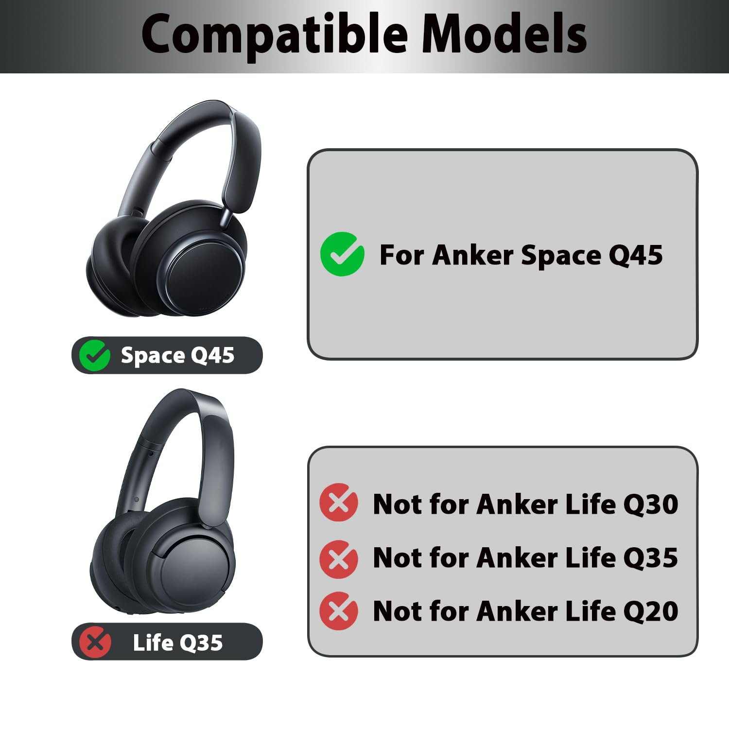 Ersättningsöronkuddar med kylgel för anker soundcore space  q45 brusreducerande hörlurar, bekväma, uppfriskande öronkuddar