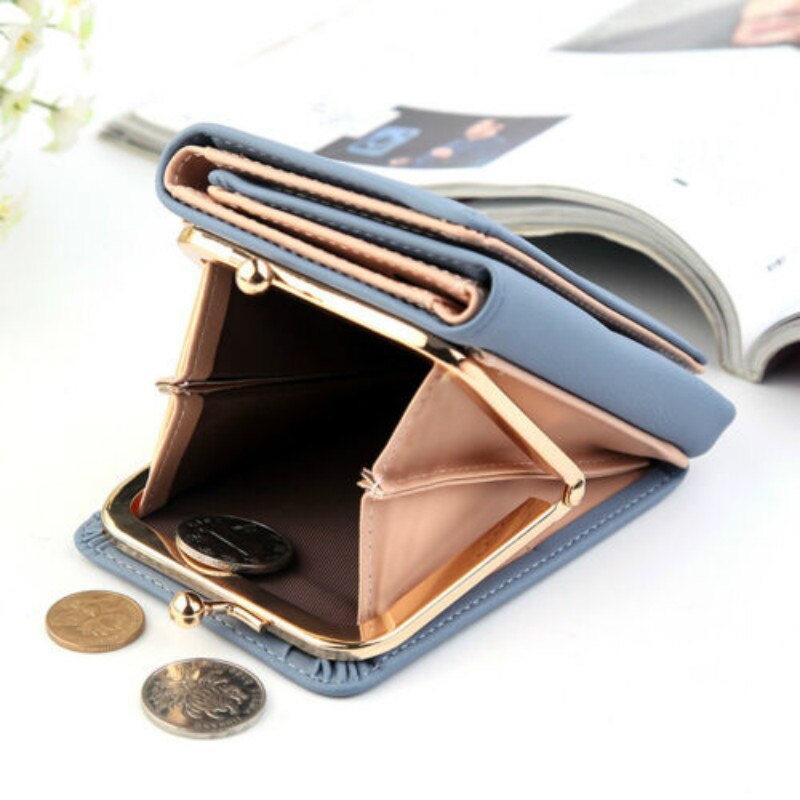 Cute Women's Wallet Mini Clutch Bag PU Leather Three Fold Credit Card Holder Purse