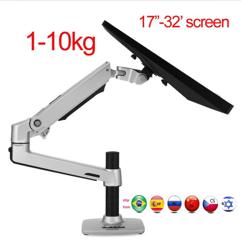 DL-8012 10&quot;-32&quot; LCD monitor wall mount bracket TV stand aluminum 360 rotate full motion pivot double stretchable arm 1-10kg