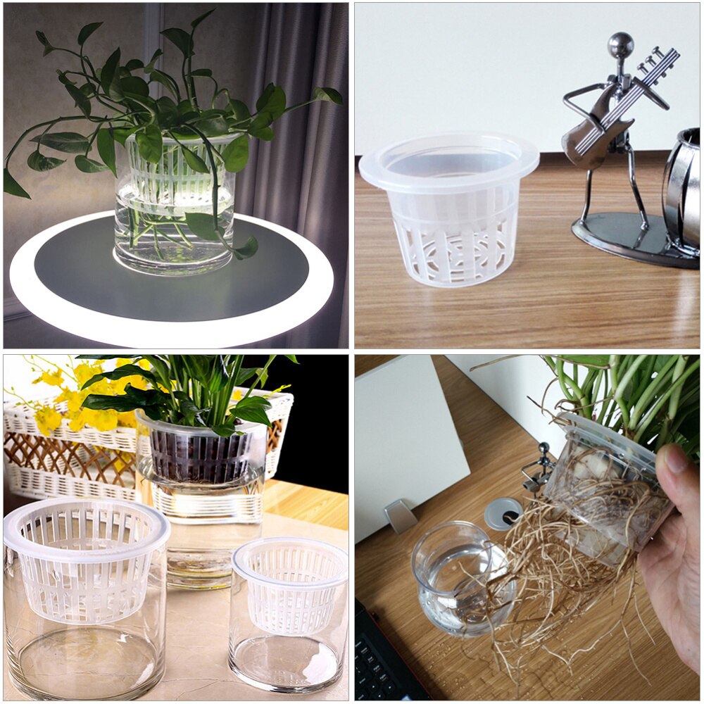60pcs Garden Mesh Net Pots Hydroponic Baskets Nursery Root Fixing Holder