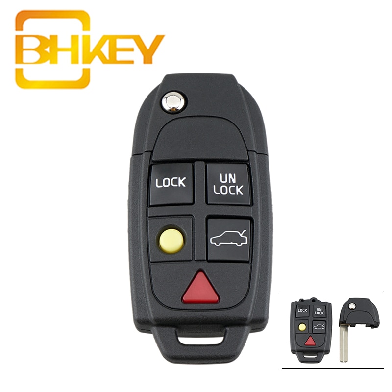 Bhkey Vervanging 5 Knoppen Auto Afstandsbediening Sleutel Shell Voor Volvo XC70 XC90 V50 V70 S60 S80 C30 Flip Auto sleutelhanger Case