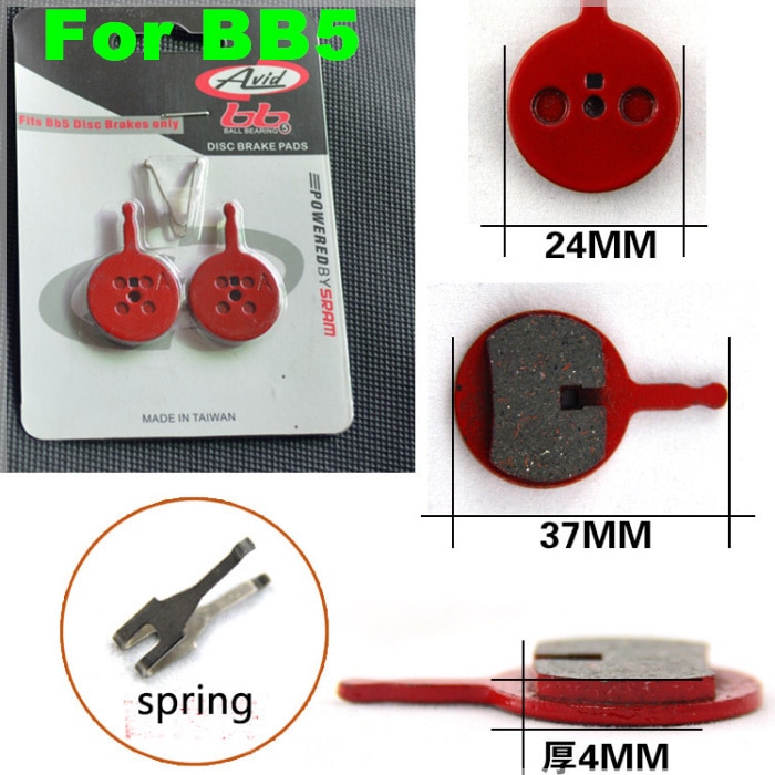Avid bb5 brake pads mountain bike disc brake pads with spring/fits BB5 disk brakes only 2pairs/lot accessories