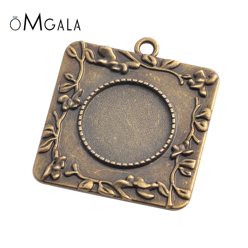 10pcs 20mm Inner Size Antique Silver Plated And Bronze Colors Plated Classic Style Cabochon Base Setting Charms Pendant