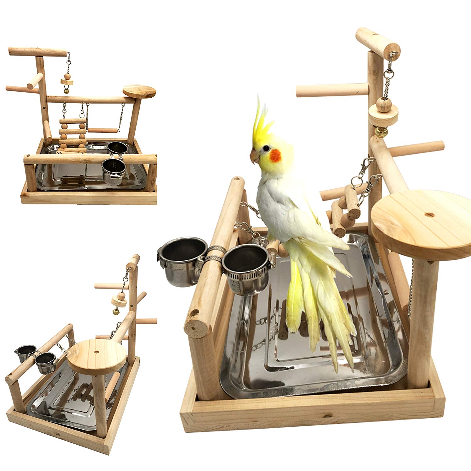 Support de jeu pour perroquets, aire de jeux pour oiseaux, perche en bois, support de gymnastique, échelles à oiseaux, exercice, jouet de table pour le dîner des oiseaux