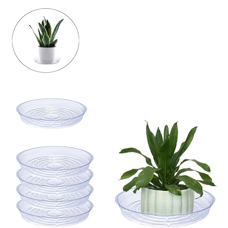 Duurzaam Plant Druipen Pad Schotel Clear Plastic Schoteltjes Drip Trays Set Bloempot Lade Ronde Schotel Voor Binnenshuis Outdoor Planten pot: Set 3 6Pcs