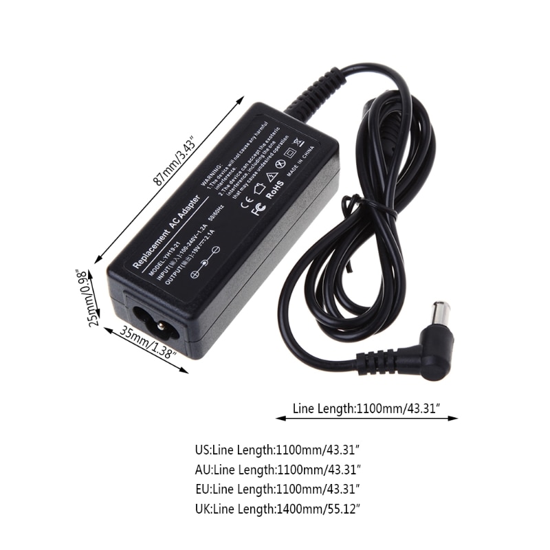 Ac dc fonte de alimentação carregador adaptador cabo conversor 19 v 2.1a para lg monitor lcd tv n1hd