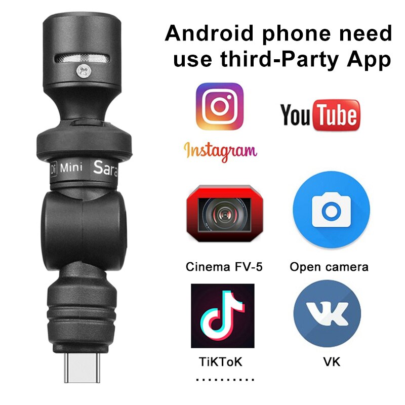 Saramonic smartmic di mini / uc mini mikrofon lyn / type c jack til iphone android smartphone taleopptak vlog mic