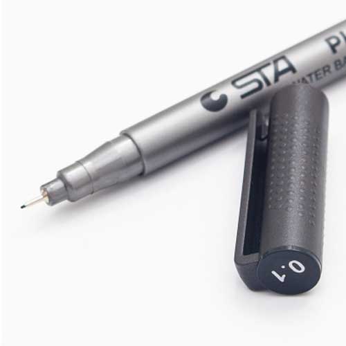 STA-rotuladores de dibujo a prueba de decoloración, pluma negra de micrón, perfilador de delineador, a prueba de agua, suministros de arte, Manga, cepillo de escritura de cómic: 0.1mm-Waterproof