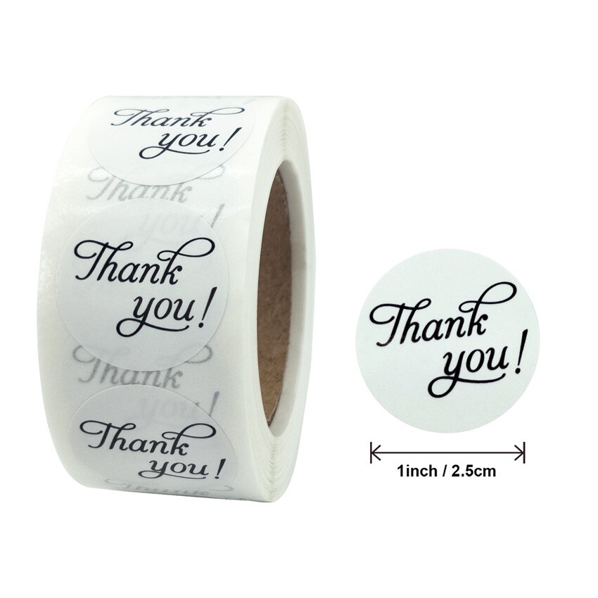 Autocollants ronds de remerciement blancs, étiquettes autocollantes de décoration pour scellage, fournitures de courrier, emballage , 100 à 500 pièces: B 300Pcs