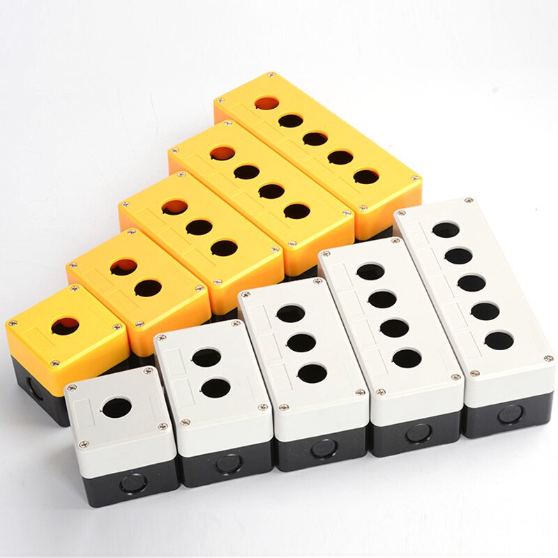 Boîte à boutons étanche, boîtier de commande d'interrupteur, boîtier à indicateur d'interrupteur industriel, coque jaune, coque grise, 22mm, 12345 trous