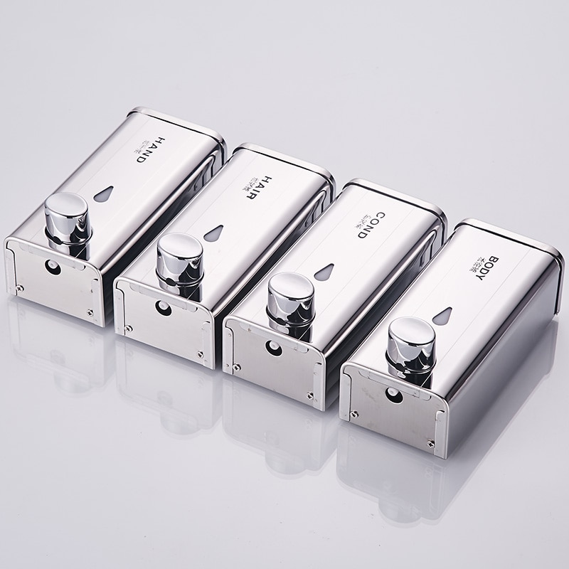 Bathroom Hand Soap Set Dispenser Chrome Stainless Steel Luquid Soap Saver Shampoo Dispenser Wall Mounted Detergent Dispensers