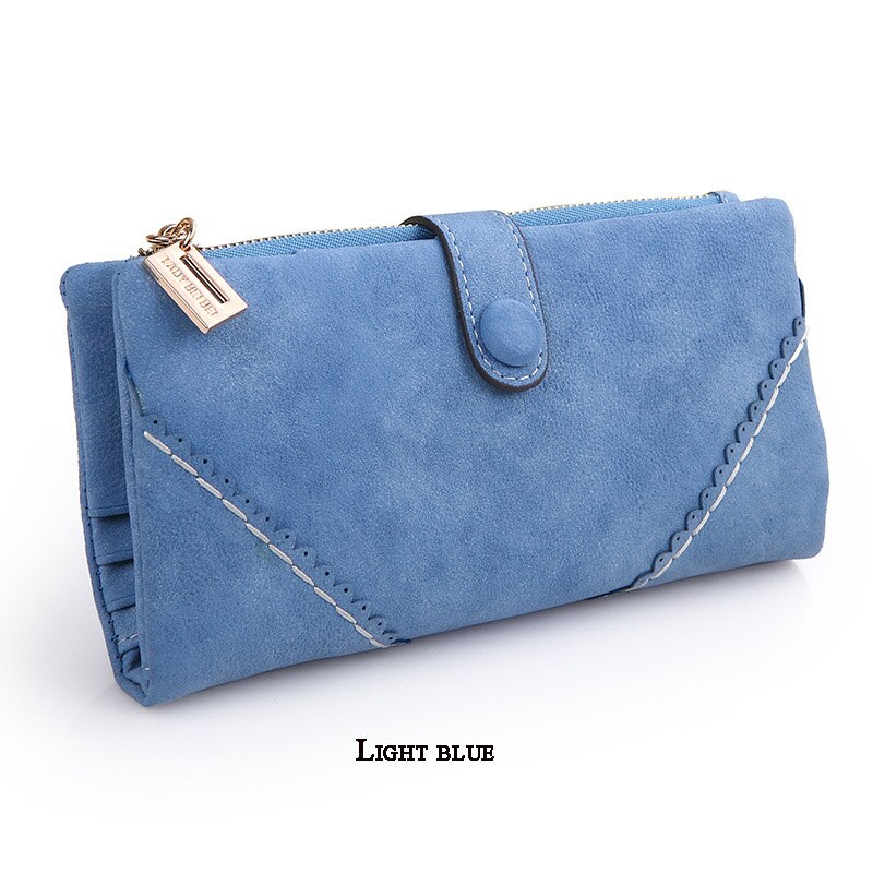 Retro Matte Stiksels Portemonnee Vrouwen Lange Portemonnee Clutch Vrouwen Casual Hasp Dollar Prijs Portemonnee Handtas: Sky Blue