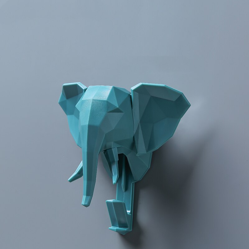 Decoratieve geometrische dierenkop kleur haak stereo hertenkop wandhanger wanddecoratie jas sleutel tas afvalhaak: D