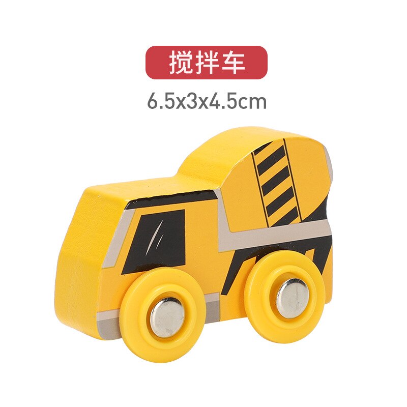 Children&#39;s Toy car magnetic wooden scene car fire truck car ambulance compatible wooden BR train children&#39;s toys W2: Mixer