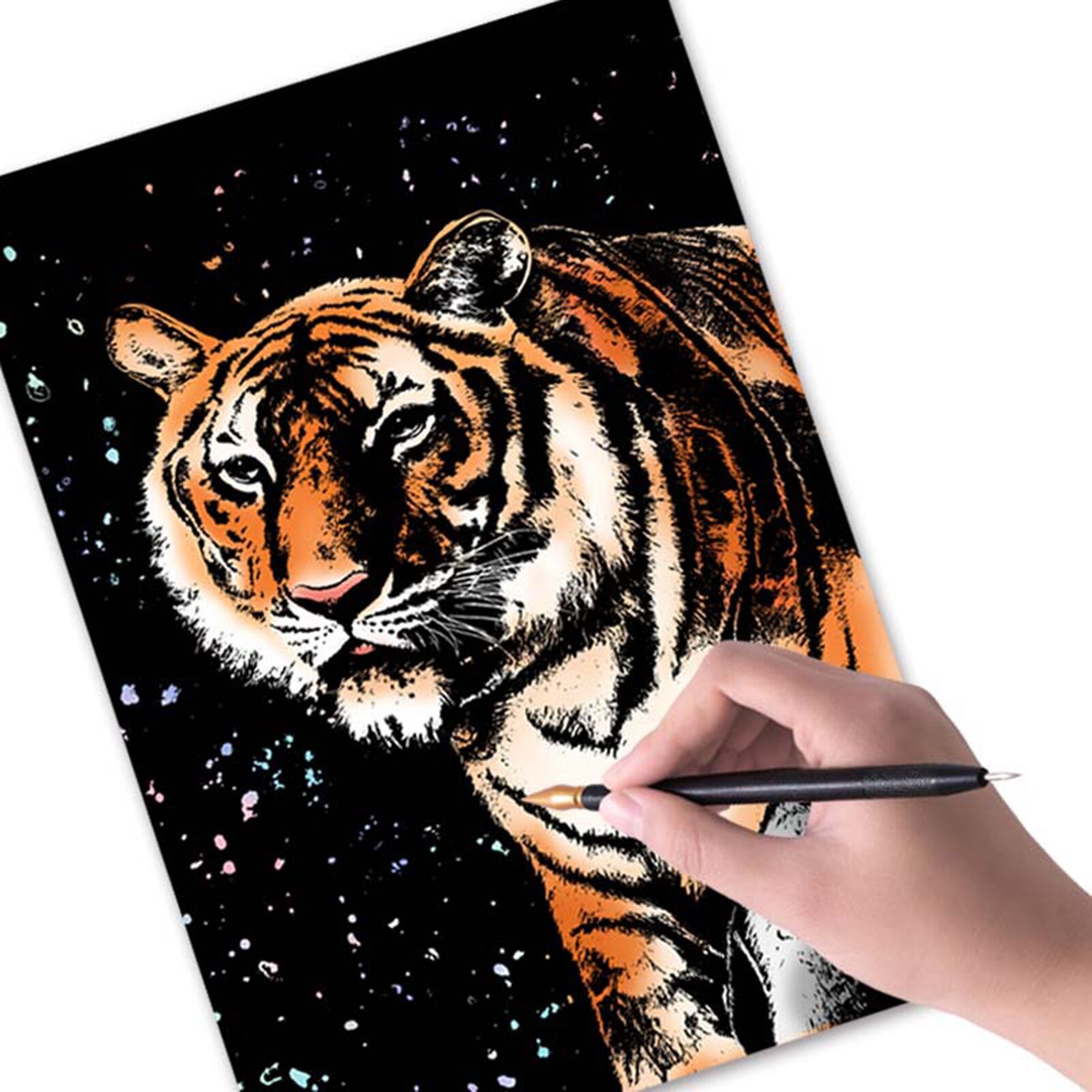Rainbow Painting Paper,Sketch Pad DIY Night View Scratchboard for Kids&amp;Adults,Engraving Art&amp;Craft Set,Scratch Painting,4 Tools