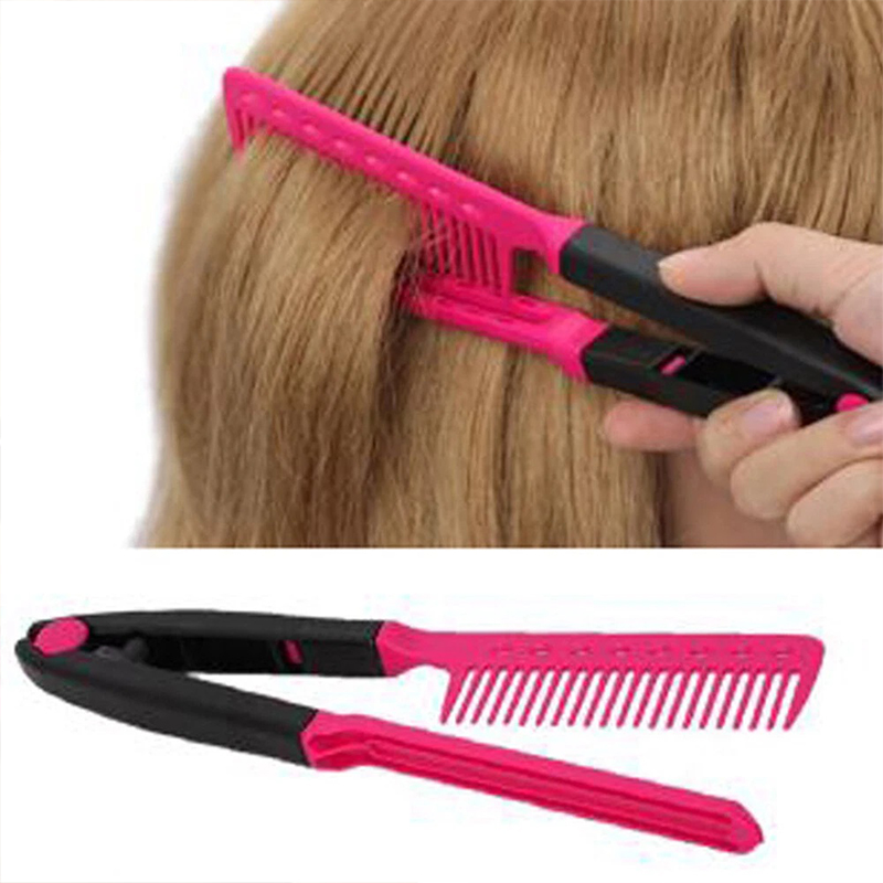 V-shaped Clamp Comb Folding Hair Straightener Hairdressing Salon Straightening Brush Portable Straight Brush Hair Styling Tool
